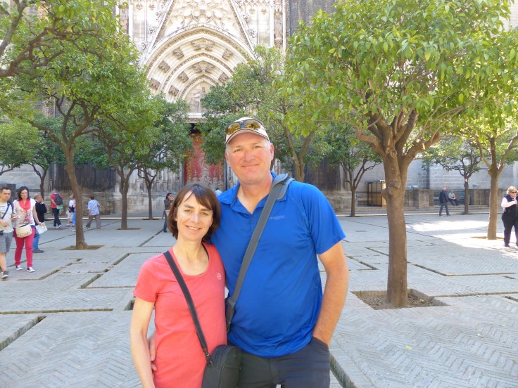A friendly fellow tourist offered to take our photo in the orange courtyard