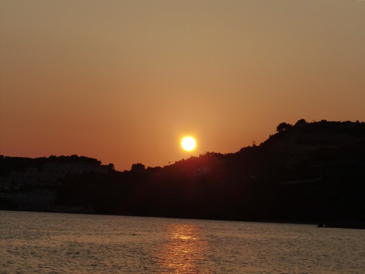 Our view of the Mediterranean sunset helped the cup-a-soup go down a treat