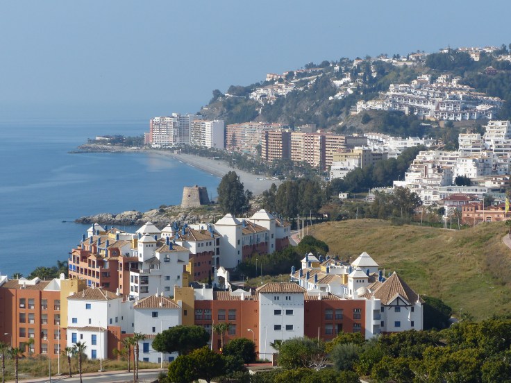 Up we climb and glance down at the town from only part way up the hill!
