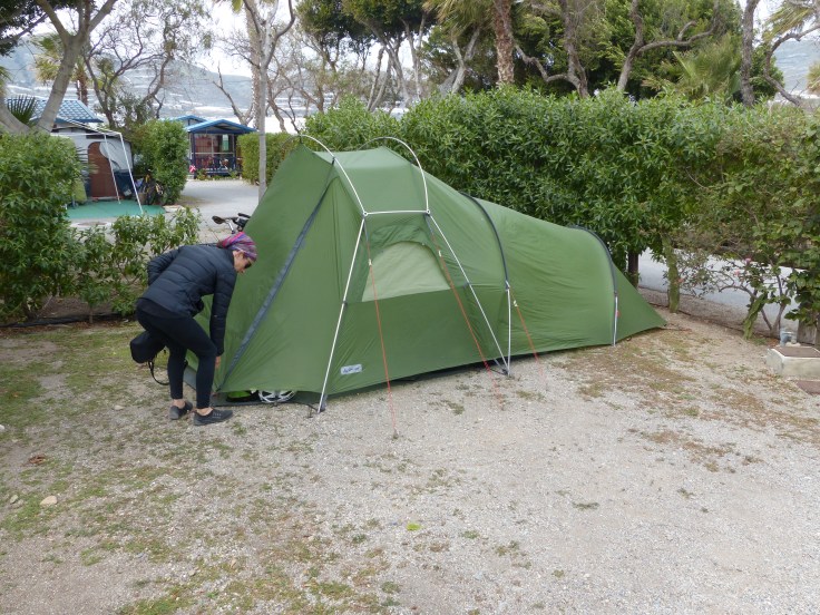 The little tent still standing in the David and Goliath battle with the wind