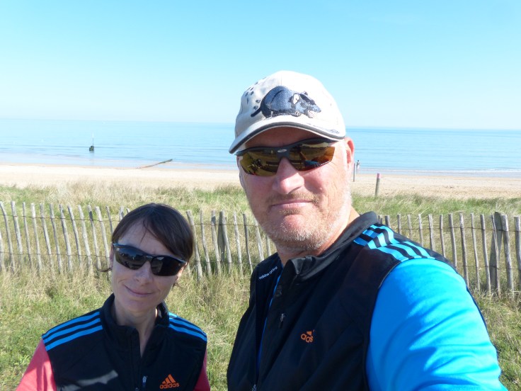 Elevenses with Sword Beach behind us