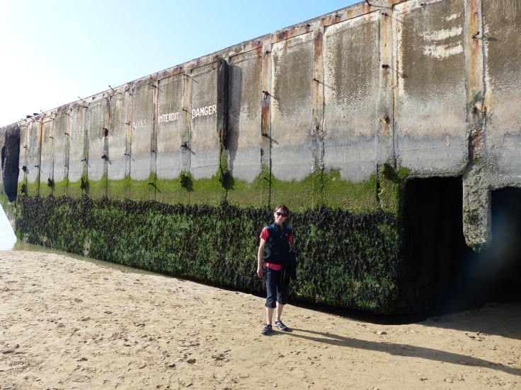 Beside part of the Mulberry B floating harbour
