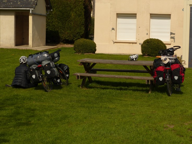 Trying to use the little bike as a bit of a windbreak