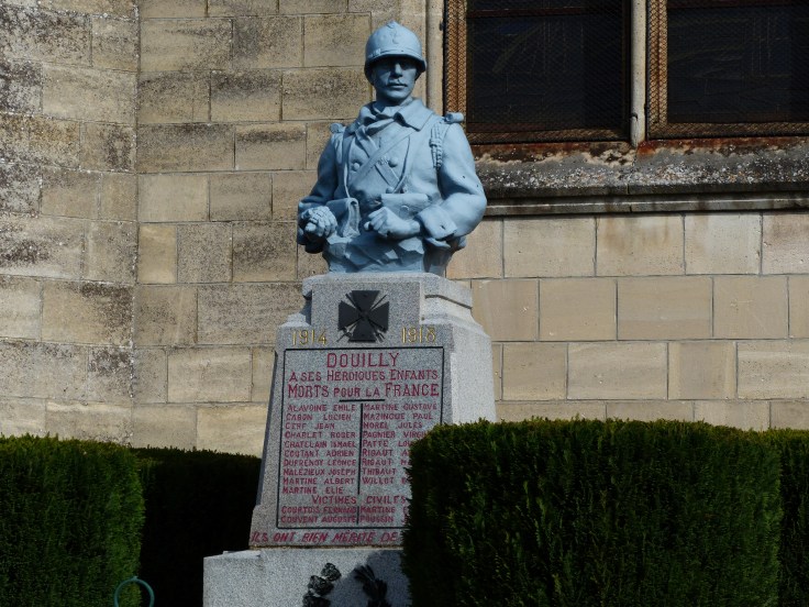 Another interesting WWI memorial in one of the villages. The soldier is holding a grenade in his hand