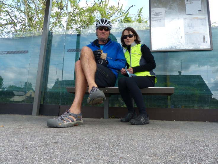 Elevenses in a bus shelter