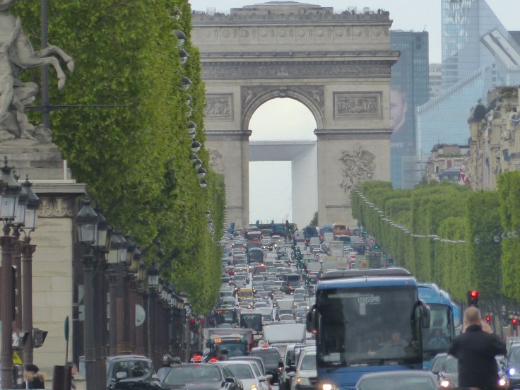 Looking up the Champs-Elysees