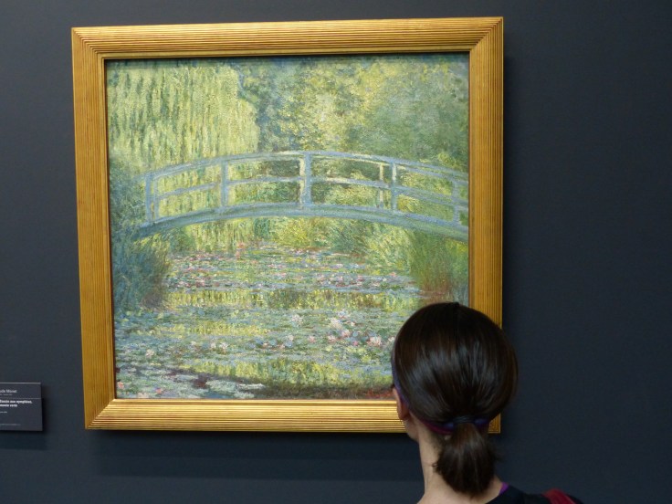 Enjoying a close up inspection of a favourite Monet