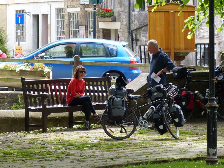 Caught in the middle of a chat and a laugh with a local