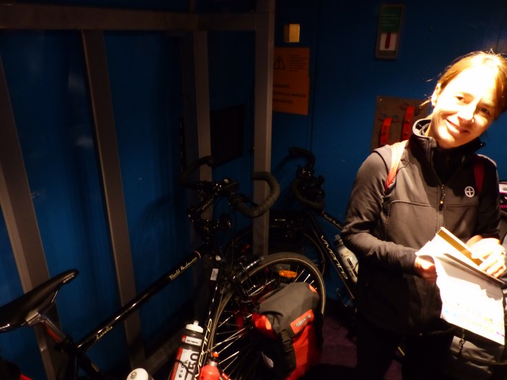 Stored. The bikes all comfy in their own little compartment.