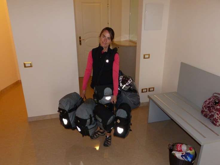 The pack horse. This can be a bit of a trial when we stay at hotels that don't have elevators. We've had to lug this up many flights of stairs! I prefer rolling up to the front door of the tent!