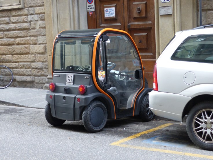 When you drive a car the size of a roller skate you can park anywhere!