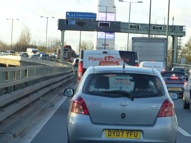 Bumper to bumper at the start of the journey...