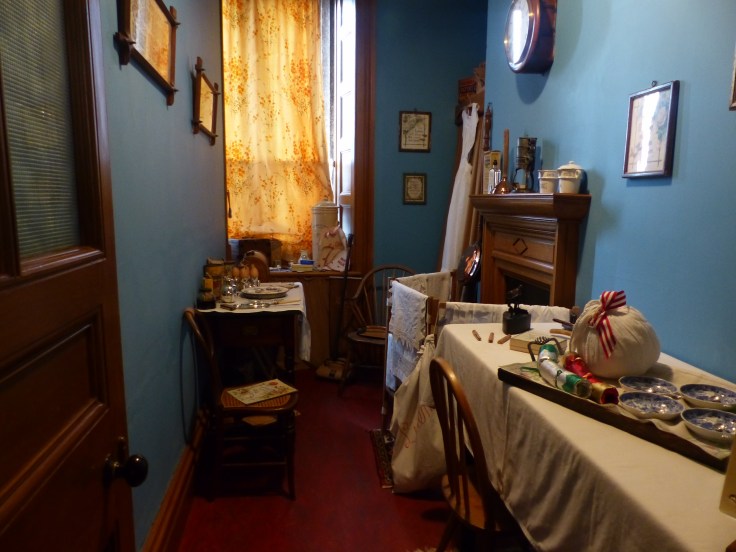 The nursery scullery. Christmas dinner would be sent up from the kitchen and prepared in here for the children, who would then eat in the nursery with their nannies. No Christmas dinner with mum and dad in those days!