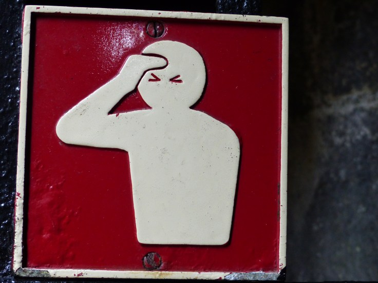I think this warning sign was modelled on Steve. He knocks his head a lot!